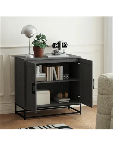 HOMCOM Modern Sideboard, Freestanding Sideboard Storage Cabinet with Adjustable Shelf and 2 Doors for Living Room, Grey