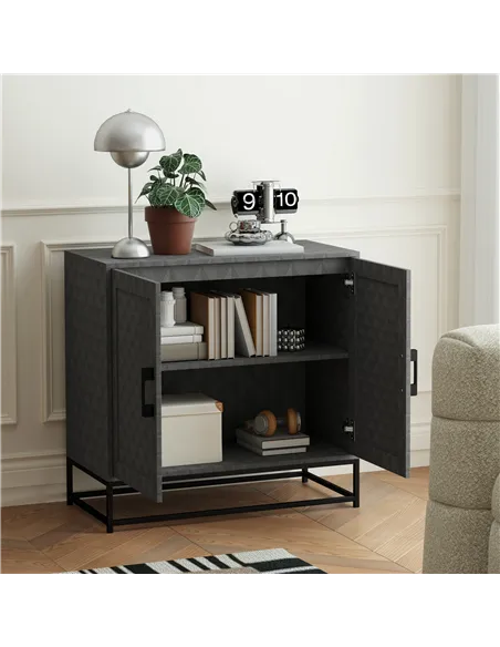 HOMCOM Modern Sideboard, Freestanding Sideboard Storage Cabinet with Adjustable Shelf and 2 Doors for Living Room, Grey