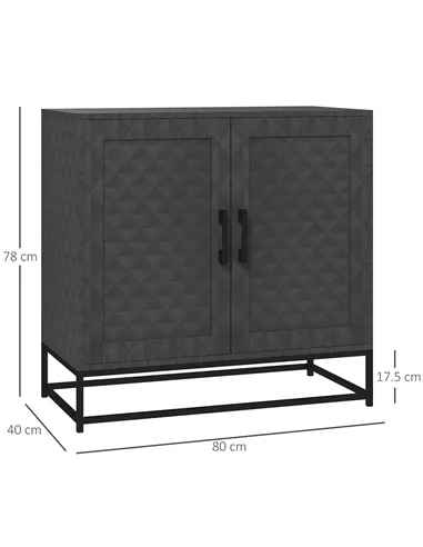 HOMCOM Modern Sideboard, Freestanding Sideboard Storage Cabinet with Adjustable Shelf and 2 Doors for Living Room, Grey