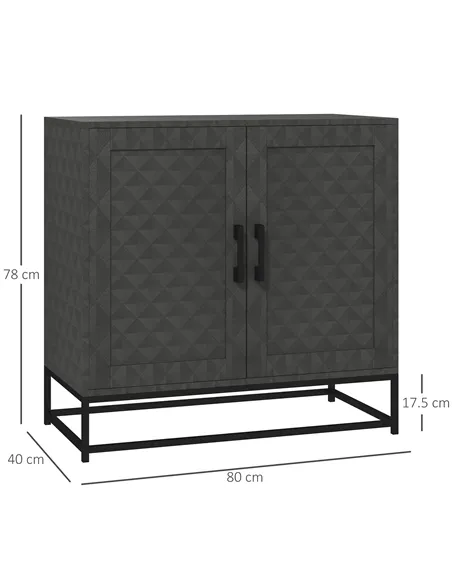 HOMCOM Modern Sideboard, Freestanding Sideboard Storage Cabinet with Adjustable Shelf and 2 Doors for Living Room, Grey