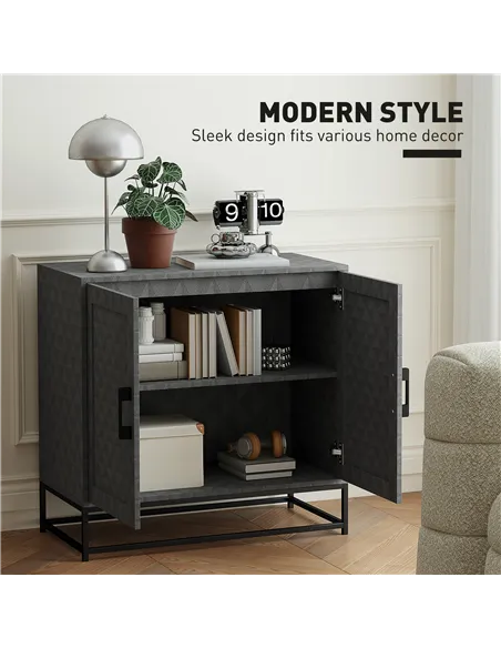 HOMCOM Modern Sideboard, Freestanding Sideboard Storage Cabinet with Adjustable Shelf and 2 Doors for Living Room, Grey