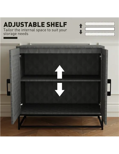 HOMCOM Modern Sideboard, Freestanding Sideboard Storage Cabinet with Adjustable Shelf and 2 Doors for Living Room, Grey