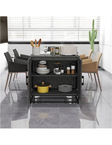 HOMCOM Modern Sideboard, Freestanding Sideboard Storage Cabinet with Adjustable Shelf and 2 Doors for Living Room, Grey