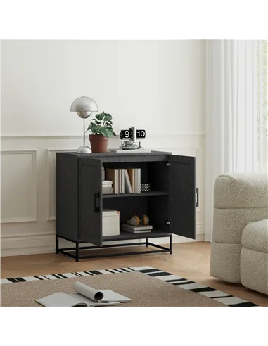 HOMCOM Modern Sideboard, Freestanding Sideboard Storage Cabinet with Adjustable Shelf and 2 Doors for Living Room, Grey