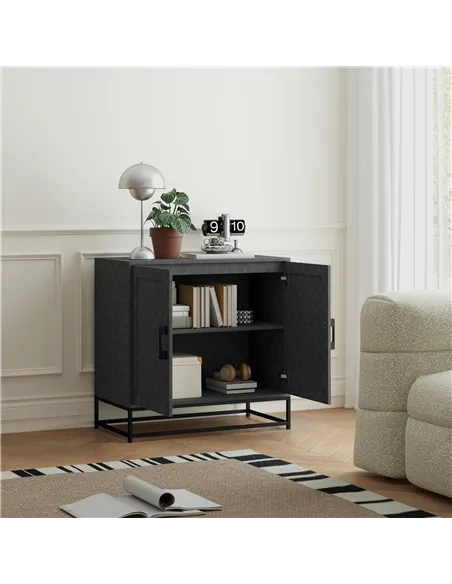 HOMCOM Modern Sideboard, Freestanding Sideboard Storage Cabinet with Adjustable Shelf and 2 Doors for Living Room, Grey