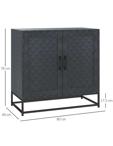 HOMCOM Modern Sideboard, Freestanding Sideboard Storage Cabinet with Adjustable Shelf and 2 Doors for Living Room, Black