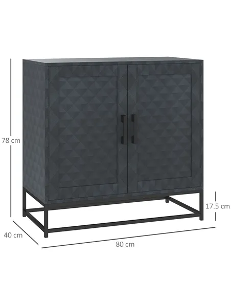 HOMCOM Modern Sideboard, Freestanding Sideboard Storage Cabinet with Adjustable Shelf and 2 Doors for Living Room, Black