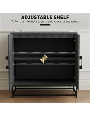 HOMCOM Modern Sideboard, Freestanding Sideboard Storage Cabinet with Adjustable Shelf and 2 Doors for Living Room, Black