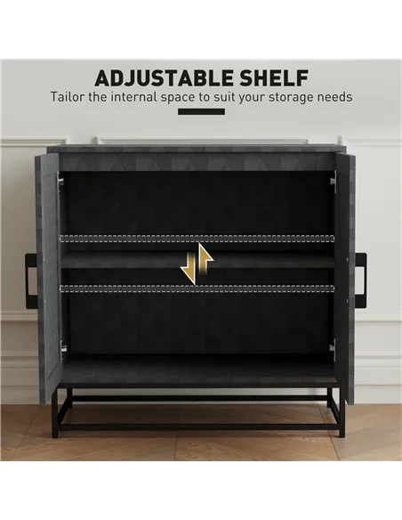 HOMCOM Modern Sideboard, Freestanding Sideboard Storage Cabinet with Adjustable Shelf and 2 Doors for Living Room, Black