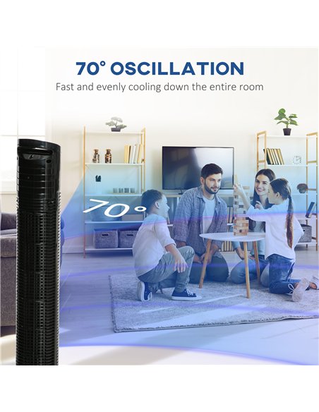 HOMCOM 31" Freestanding Tower Fan, 3 Speed 3 Mode, 7.5H Timer, Oscillating, LED Panel, Remote Control, 31 Inch Standing Fan, Bla