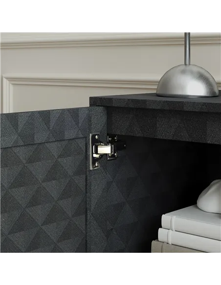 HOMCOM Modern Sideboard, Freestanding Sideboard Storage Cabinet with Adjustable Shelf and 2 Doors for Living Room, Black