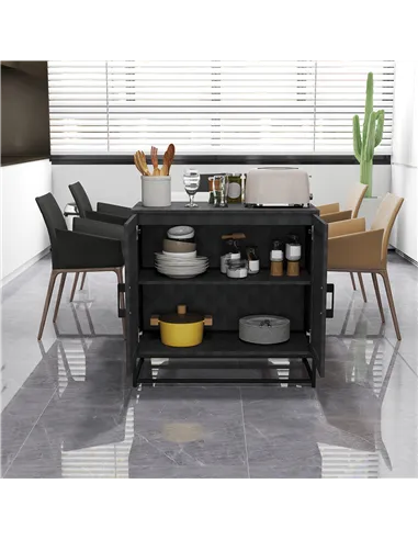 HOMCOM Modern Sideboard, Freestanding Sideboard Storage Cabinet with Adjustable Shelf and 2 Doors for Living Room, Black