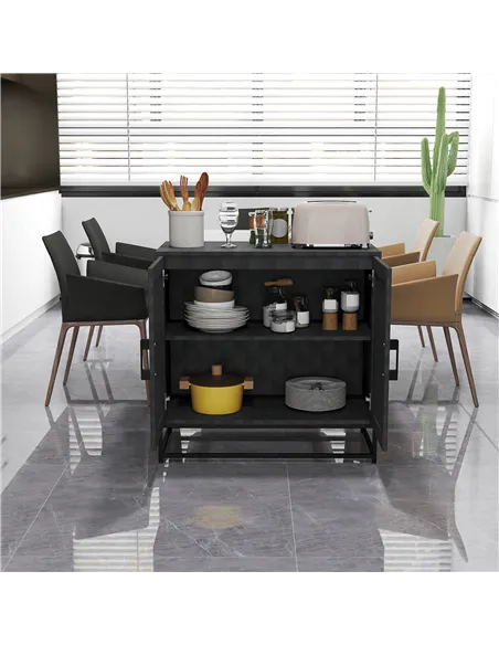 HOMCOM Modern Sideboard, Freestanding Sideboard Storage Cabinet with Adjustable Shelf and 2 Doors for Living Room, Black