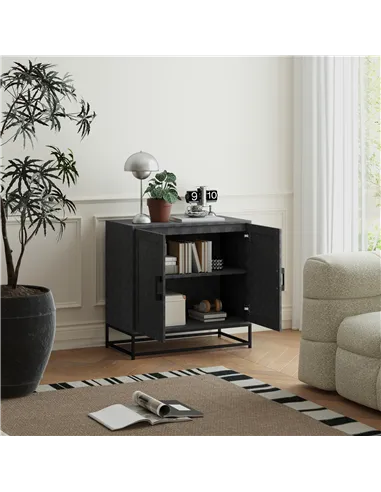 HOMCOM Modern Sideboard, Freestanding Sideboard Storage Cabinet with Adjustable Shelf and 2 Doors for Living Room, Black