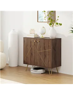 HOMCOM Sideboard Storage Cabinet with Golden Lines, Modern Luxury Living Room Cabinet with Adjustable Shelf, Steel Harpin Legs,  2
