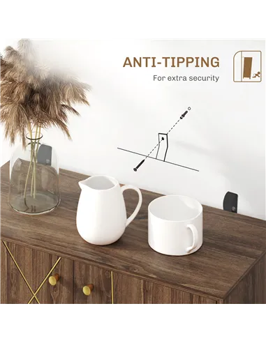 HOMCOM Sideboard Storage Cabinet with Golden Lines, Modern Luxury Living Room Cabinet with Adjustable Shelf, Steel Harpin Legs, 