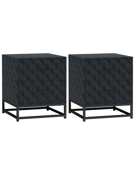 HOMCOM Bedside Tables Set of 2, Modern Bedside Table Nightstand with 2 Drawers, Bedside Cabinet Sofa Side Table with Storage, St