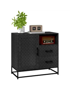HOMCOM Sideboard with Adjustable Shelf, Freestanding Sideboard Storage Cabinet with Open Compartment and 2 Drawers, Black