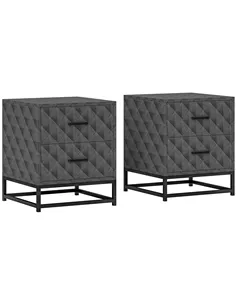 HOMCOM Bedside Tables Set of 2, Modern Bedside Table Nightstand with 2 Drawers, Bedside Cabinet Sofa Side Table with Storage, St