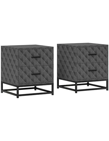 HOMCOM Bedside Tables Set of 2, Modern Bedside Table Nightstand with 2 Drawers, Bedside Cabinet Sofa Side Table with Storage, St