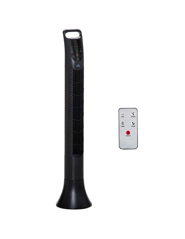 HOMCOM 36'' Freestanding Tower Fan, 3 Speed 3 Mode, 7.5h Timer, 70 Degree Oscillation, LED Panel, 5M Remote Controller, Black