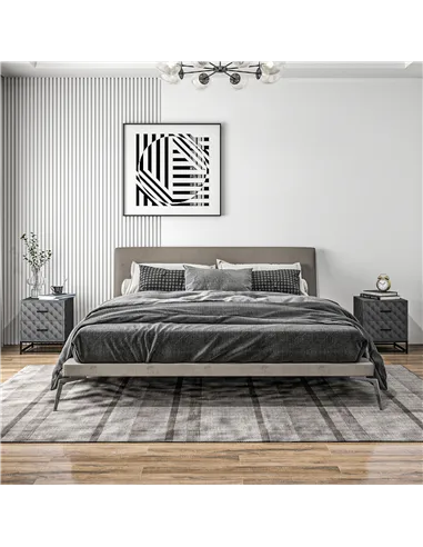 HOMCOM Bedside Tables Set of 2, Modern Bedside Table Nightstand with 2 Drawers, Bedside Cabinet Sofa Side Table with Storage, St