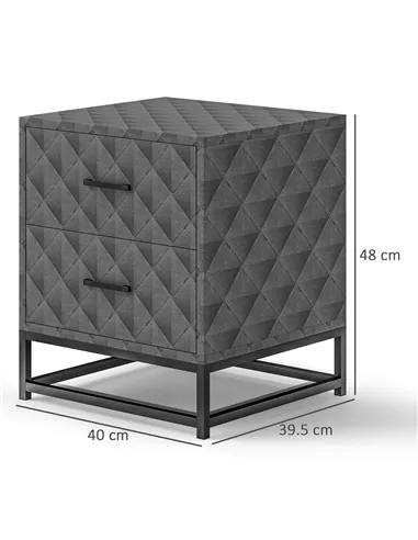 HOMCOM Bedside Tables Set of 2, Modern Bedside Table Nightstand with 2 Drawers, Bedside Cabinet Sofa Side Table with Storage, St