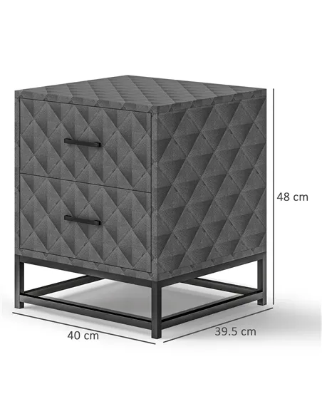 HOMCOM Bedside Tables Set of 2, Modern Bedside Table Nightstand with 2 Drawers, Bedside Cabinet Sofa Side Table with Storage, St