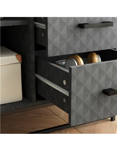 HOMCOM Sideboard with Adjustable Shelf, Freestanding Sideboard Storage Cabinet with Open Compartment and 2 Drawers, Grey