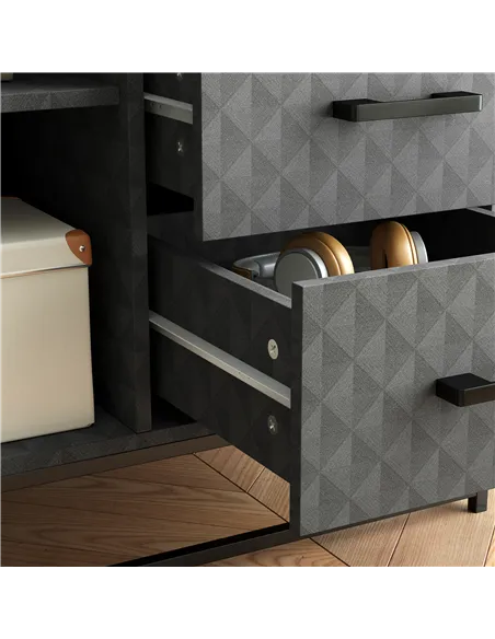 HOMCOM Sideboard with Adjustable Shelf, Freestanding Sideboard Storage Cabinet with Open Compartment and 2 Drawers, Grey