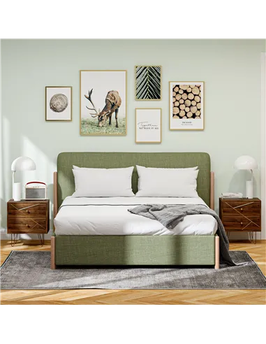 HOMCOM Bedside Tables Set of 2, Modern Side Table Set with 2 Drawers and Steel Hairpin Legs, Nightstand for Bedroom, Brown Wood 