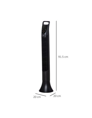 HOMCOM 36'' Freestanding Tower Fan, 3 Speed 3 Mode, 7.5h Timer, 70 Degree Oscillation, LED Panel, 5M Remote Controller, Black