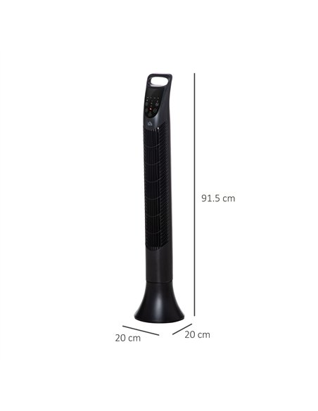 HOMCOM 36'' Freestanding Tower Fan, 3 Speed 3 Mode, 7.5h Timer, 70 Degree Oscillation, LED Panel, 5M Remote Controller, Black