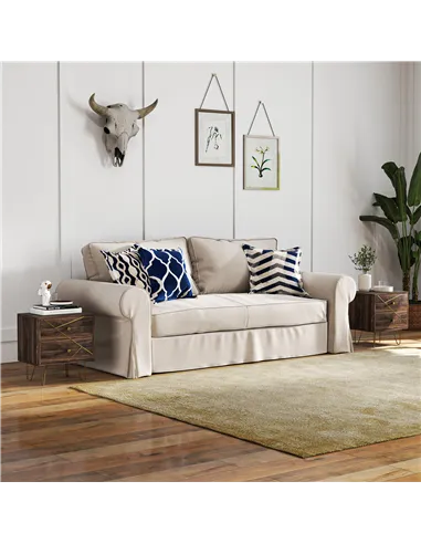 HOMCOM Bedside Tables Set of 2, Modern Side Table Set with 2 Drawers and Steel Hairpin Legs, Nightstand for Bedroom, Brown Wood 