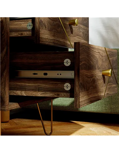 HOMCOM Bedside Tables Set of 2, Modern Side Table Set with 2 Drawers and Steel Hairpin Legs, Nightstand for Bedroom, Brown Wood 