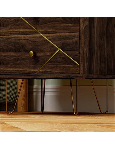 HOMCOM Bedside Tables Set of 2, Modern Side Table Set with 2 Drawers and Steel Hairpin Legs, Nightstand for Bedroom, Brown Wood 