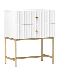 HOMCOM Elegant Two-Drawer Bedside Table - White