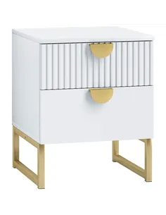 HOMCOM Elegant Two-Drawer Bedside Table - White