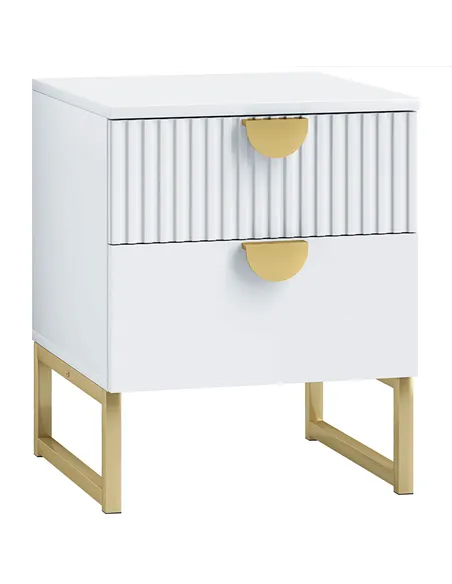 HOMCOM Elegant Two-Drawer Bedside Table - White