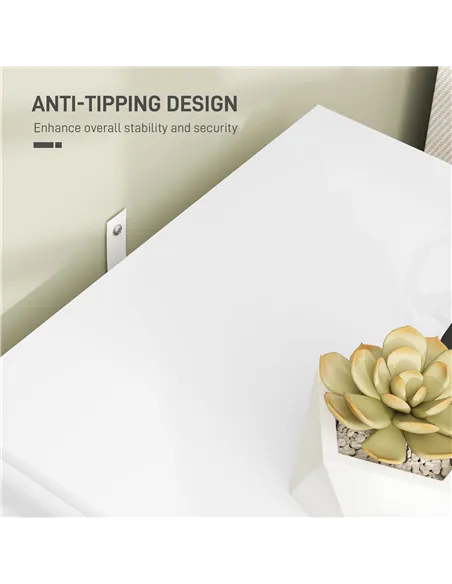 HOMCOM Elegant Two-Drawer Bedside Table - White