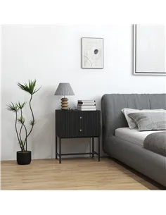 HOMCOM Elegant Two-Drawer Bedside Table - Black 2