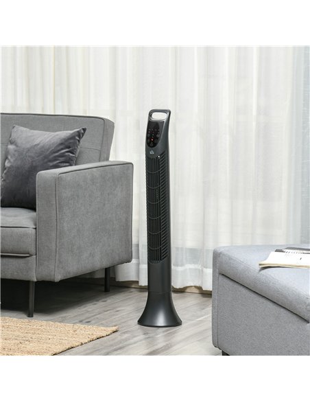 HOMCOM 36'' Freestanding Tower Fan, 3 Speed 3 Mode, 7.5h Timer, 70 Degree Oscillation, LED Panel, 5M Remote Controller, Black