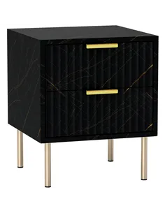 HOMCOM Elegant Two-Drawer Bedside Table - Black