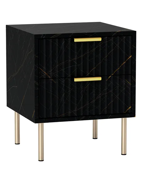 HOMCOM Elegant Two-Drawer Bedside Table - Black