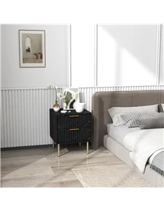 HOMCOM Elegant Two-Drawer Bedside Table - Black 2