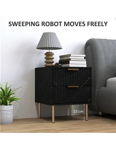 HOMCOM Elegant Two-Drawer Bedside Table - Black