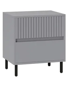 HOMCOM Simple Line Indented Two-Drawer Bedside Table - Grey