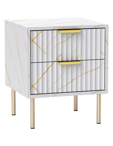 HOMCOM Elegant Two-Drawer Bedside Table - White