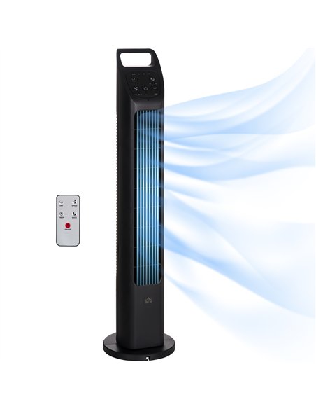 HOMCOM 31" Oscillating Tower Fan with Remote Control, 4H Timer, 3 Speed 3 Modes, Quiet Electric Floor Standing Fan for Home Bedr