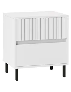 HOMCOM Simple Line Indented Two-Drawer Bedside Table - White